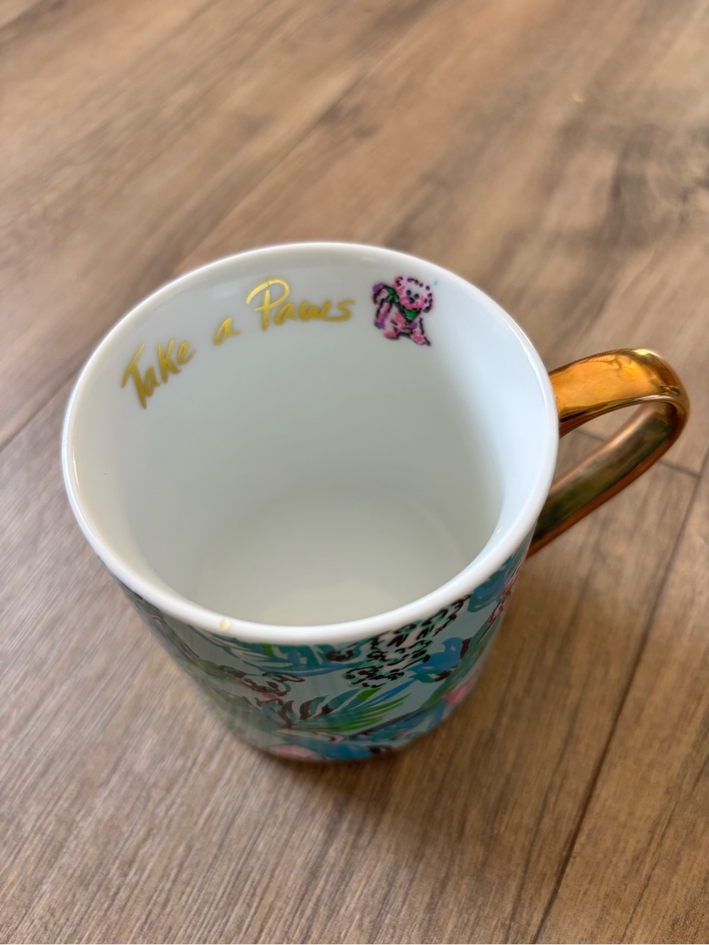 Lilly Pulitzer “Barking Up the Palm Tree” Mug with Gold Handle - Picture 5 of 7